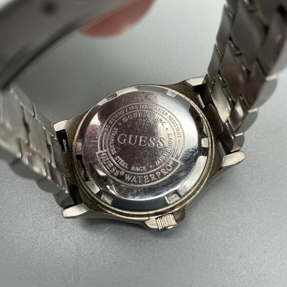 Guess Waterpro Womens Watch 28mm White Dial Two Tone 50M New Battery 5.5